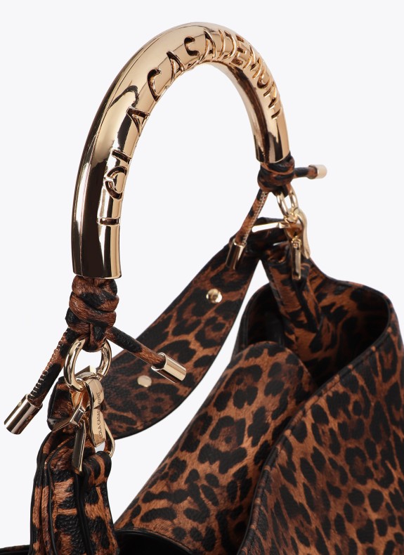 Bolso shopper asa metalizada personalizada LOLA CASADEMUNT MARRON-NEGRO