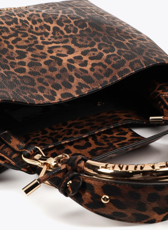 Bolso shopper asa metalizada personalizada LOLA CASADEMUNT MARRON-NEGRO