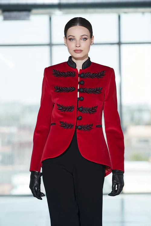 BLAZER BORDADA CARMIN RENATA VELVET