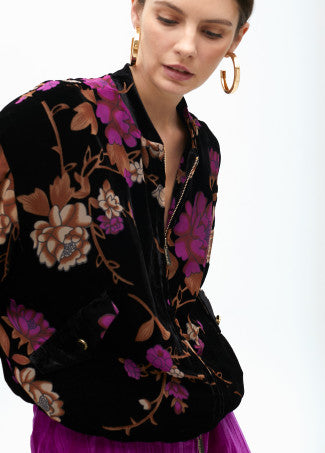 BOMBER DEVORÉ VELVET ESTAMPADO FLORAL
