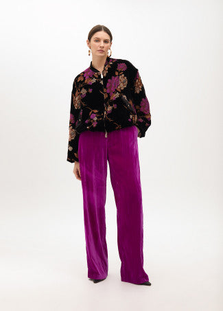 BOMBER DEVORÉ VELVET ESTAMPADO FLORAL