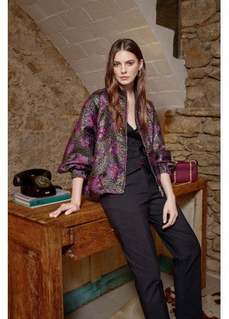 BOMBER JAQUARD FLORAL METALIZADO