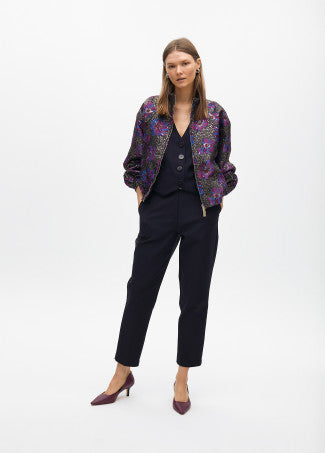 BOMBER JAQUARD FLORAL METALIZADO