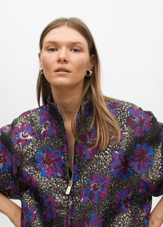 BOMBER JAQUARD FLORAL METALIZADO