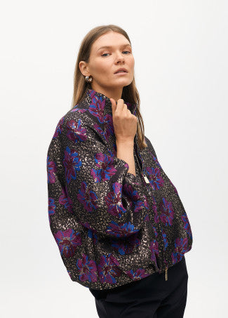 BOMBER JAQUARD FLORAL METALIZADO