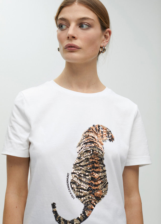 CAMISETA TIGRE PEDRERÍA - BLANCO