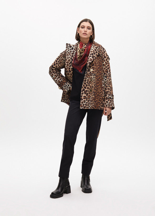 CHAQUETÓN TIPO TRENCH EN ANIMAL PRINT