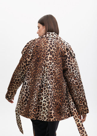 CHAQUETÓN TIPO TRENCH EN ANIMAL PRINT