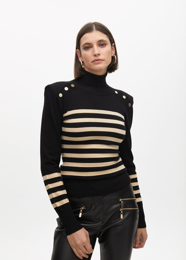 JERSEY CUELLO ALTO CON RAYAS DORADAS