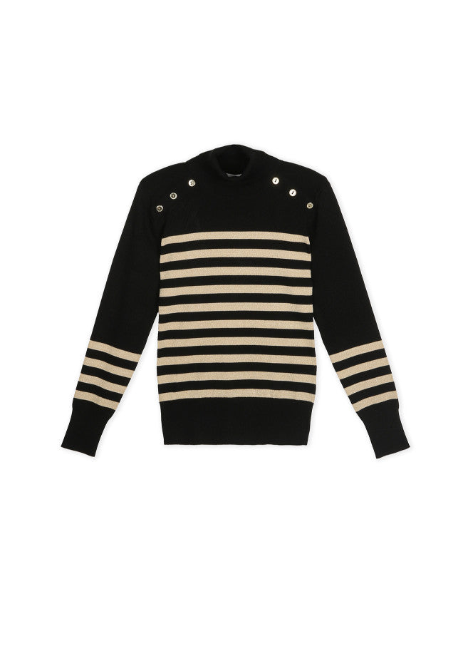 JERSEY CUELLO ALTO CON RAYAS DORADAS
