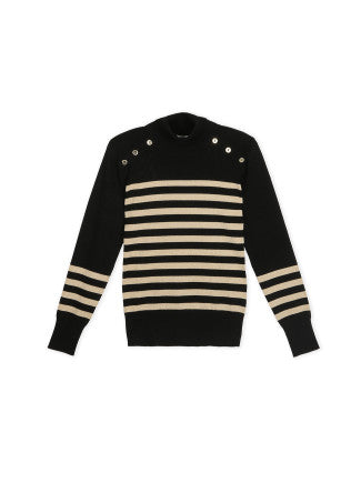 JERSEY CUELLO ALTO CON RAYAS DORADAS