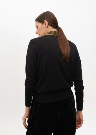 JERSEY TIPO POLO CON STRASS EN CUELLO