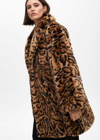 ABRIGO CRUZADO MIDI PELO ESTAMPADO ANIMAL