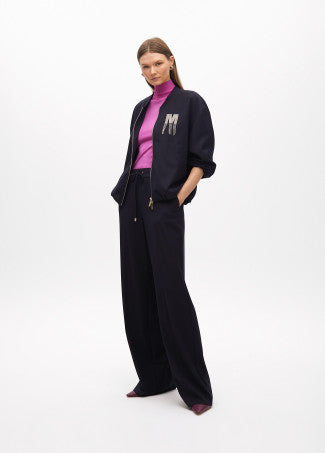 PANTALÓN RECTO CON GOMA RAYA DIPLOMÁTICA. NAVY