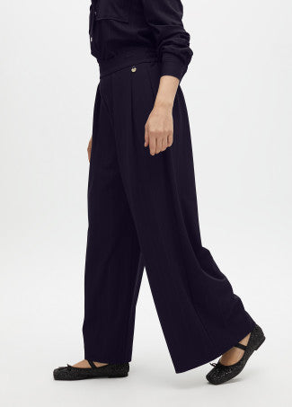 PANTALÓN RAYA DIPLOMÁTICA LAMÉ PINZA. NAVY