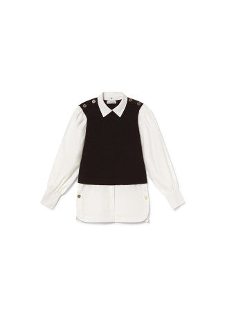 JERSEY COMBINADO MANGA Y CUELLO POPELÍN