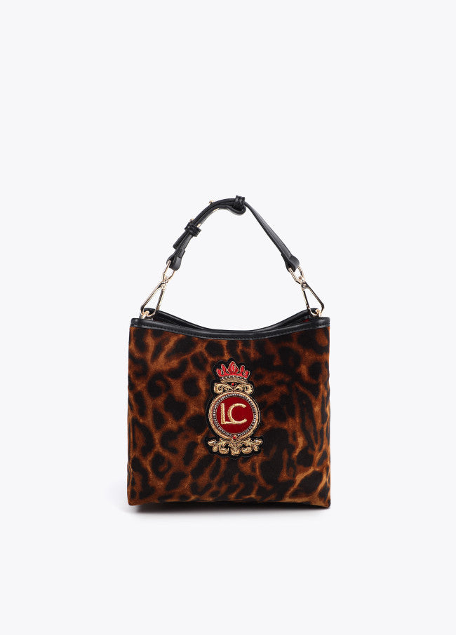 BOLSITO TEJIDO ANIMAL PRINT PARCHE ESCUDO