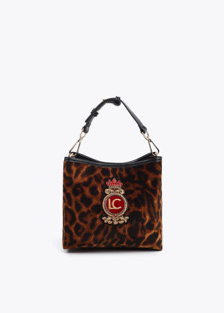 BOLSITO TEJIDO ANIMAL PRINT PARCHE ESCUDO